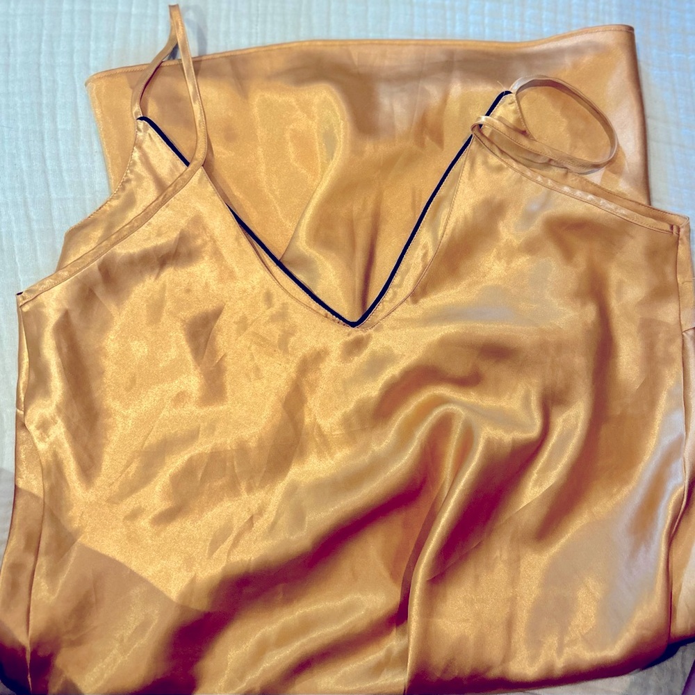 Vintage gold and black satin nightgown